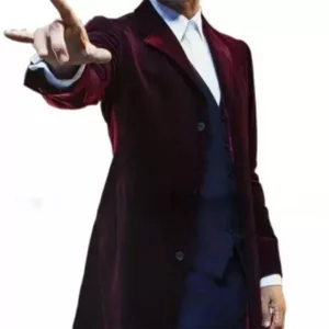 Mens 12th Doctor Who Peter Capaldi Maroon Coat Transformed