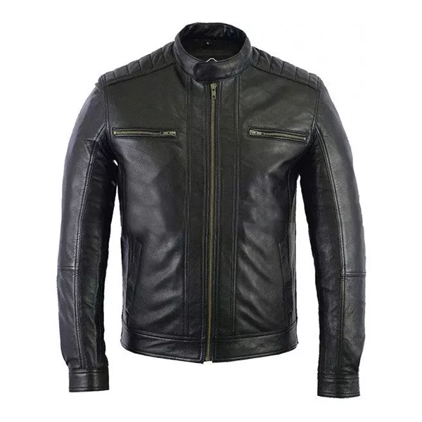 cafe racer black leather jacket