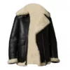 Black Aviator Womens Ivory Shearling Leather Jacket