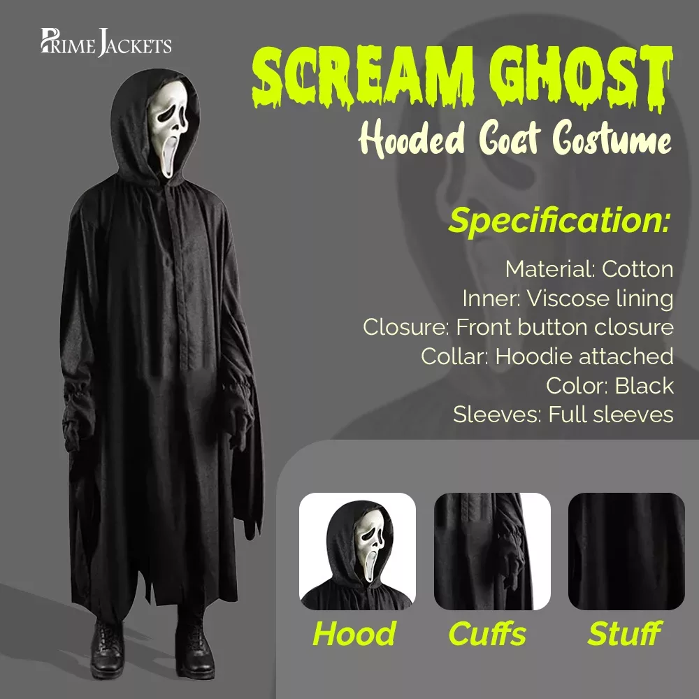 Scream Ghost Hooded Coat Costume
