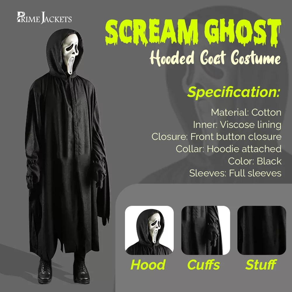 Scream Ghost Hooded Coat Costume