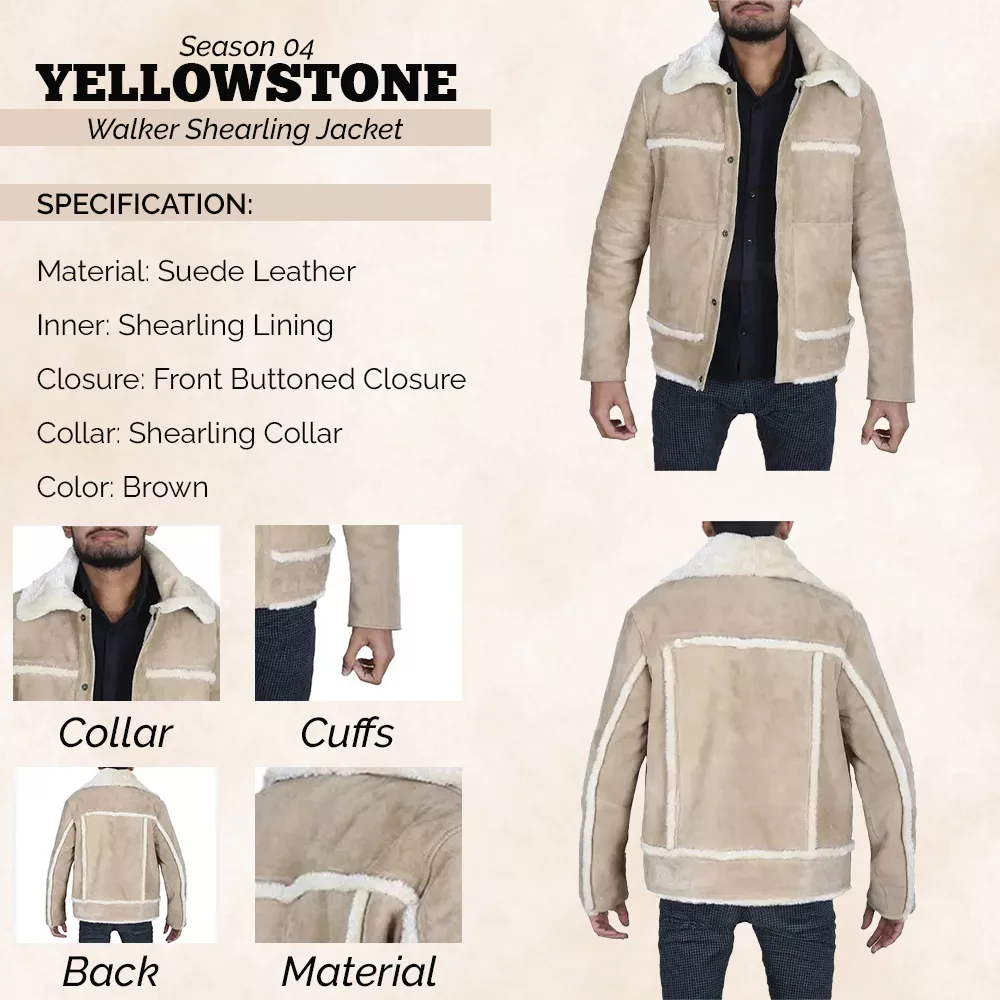 Yellowstone Season 4 Walker Shearling Jacket