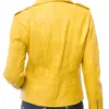 Women's Biker Yellow Leather Zipper Pockets Jacket