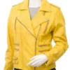 Womens Yellow Leather Biker Jacket