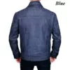 Blue Men Trucker Leather Jacket