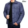 Blue Trucker Leather Jacket