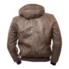 Men’s Brown Leather Hooded Jacket