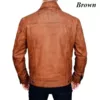 Mens Brown Trucker Leather Jacket