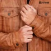 Mens Trucker Brown Leather Jacket