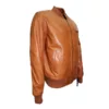 Casual Genuine Leather Tan Brown Bomber Jacket for Men