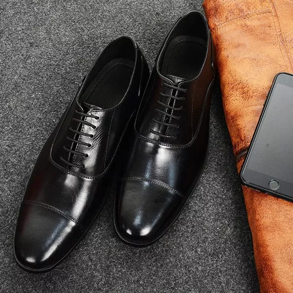 Classic Leather Black Shoes For Formal Dress