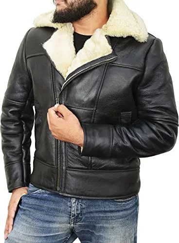 Men's Black Aviator B3 Leather Jacket