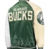 Milwaukee Bucks Satin Cream Full-Snap Jacket