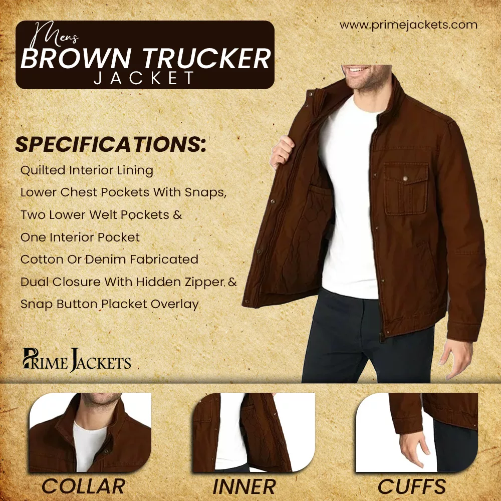 Mens Brown Trucker Jacket
