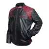 Mens Quilted Cafe Racer Leather Black And Maroon Jacket