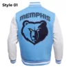Retro Classic Blue Wool Memphis Grizzlies Varsity Jacket