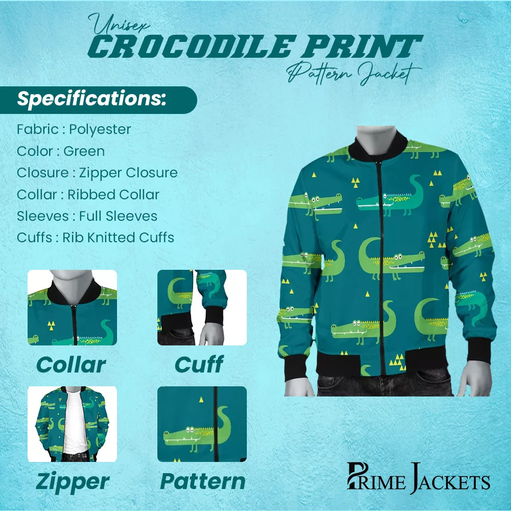 Unisex Crocodile Print Pattern Jacket