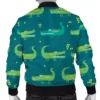 crocodile-pattern-unisex-green-bomber-jacket