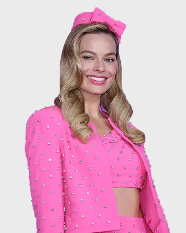 2023 Premiere Margot Robbie Pink Crystal Jacket