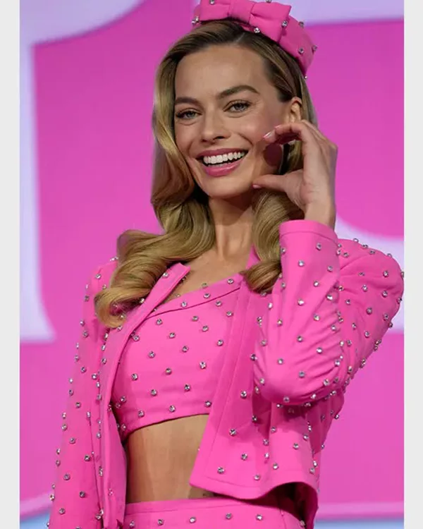 Barbie 2023 Premiere Margot Robbie Pink Crystal Jacket