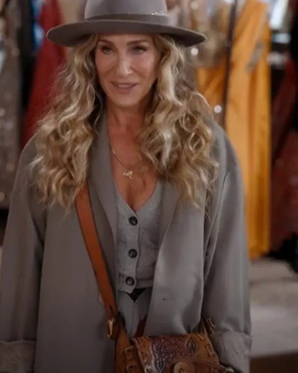 Sarah Jessica Parker And Just Like That Grey Trench Coat
