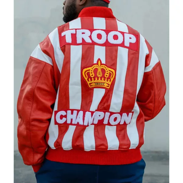 LL Cool J Troop Champion Red Bomber Leather Jacket