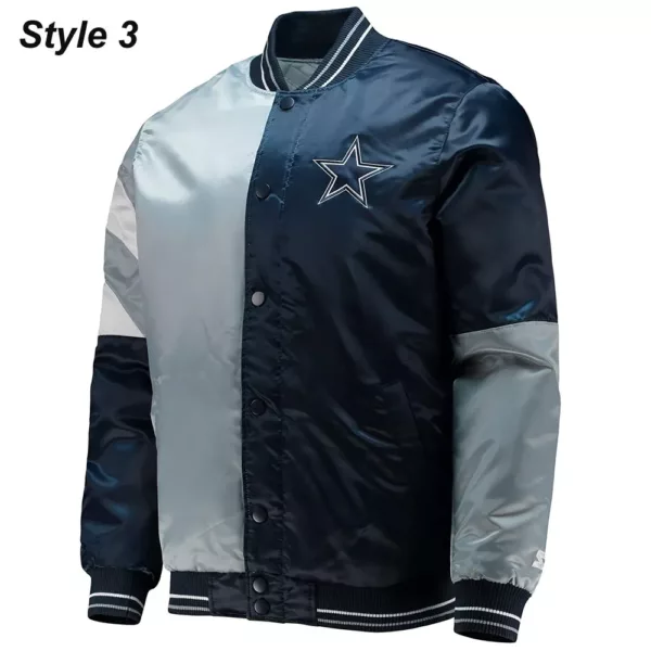 Blue Grey Dallas Cowboys Blue And Grey Satin Jacket
