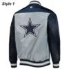 Dallas Cowboys Blue And Grey Varsity Satin Jacket