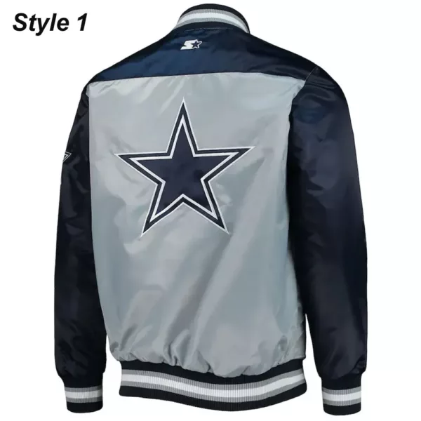 Dallas Cowboys Blue And Grey Varsity Satin Jacket