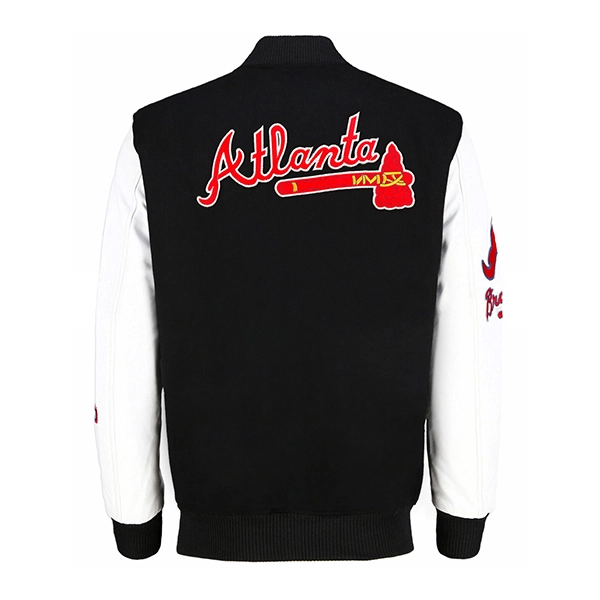Atlanta Braves ATL Black and White Varsity Jacket