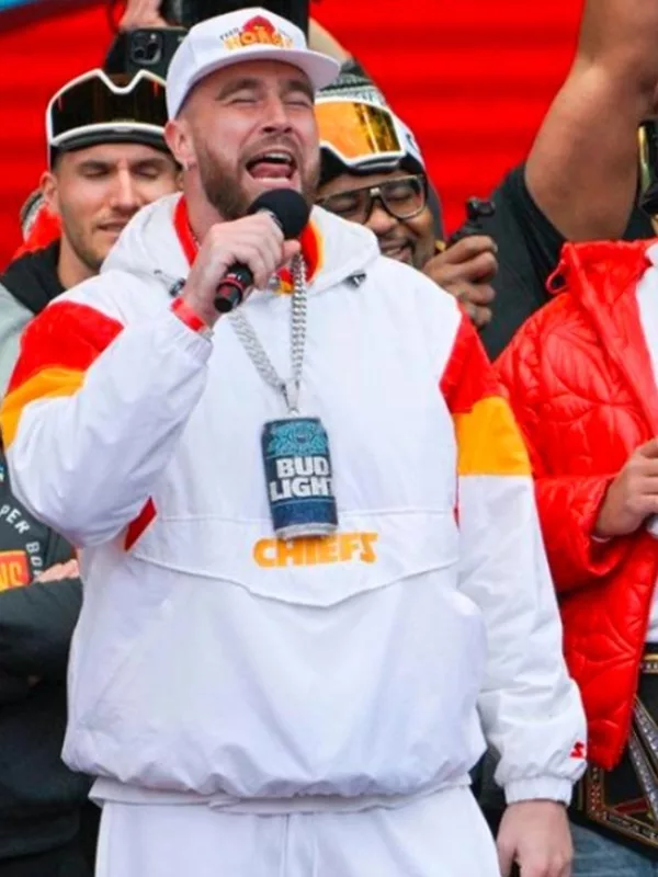 Kansas City Chiefs Travis Kelce Super Bowl Parade White Jacket