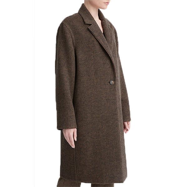 Houndstooth Brown Wool Coat