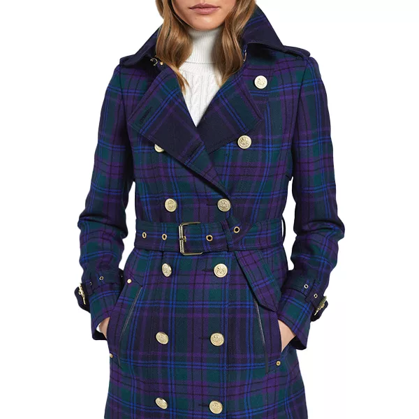 Kate Middleton Double Breasted Holland Tartan Plaid Coat
