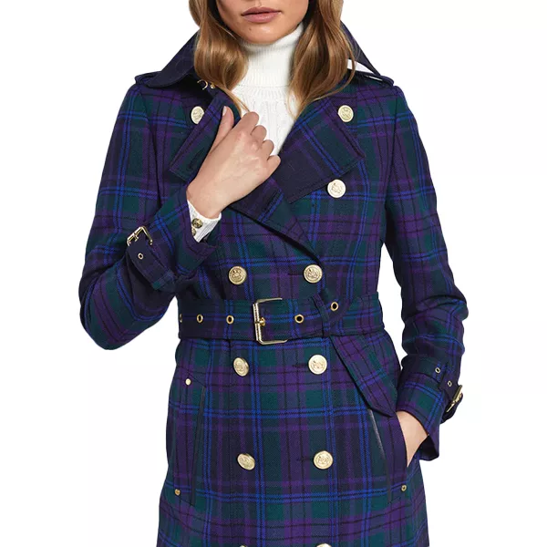 Kate Middleton Double Breasted Holland Tartan Trench Coat