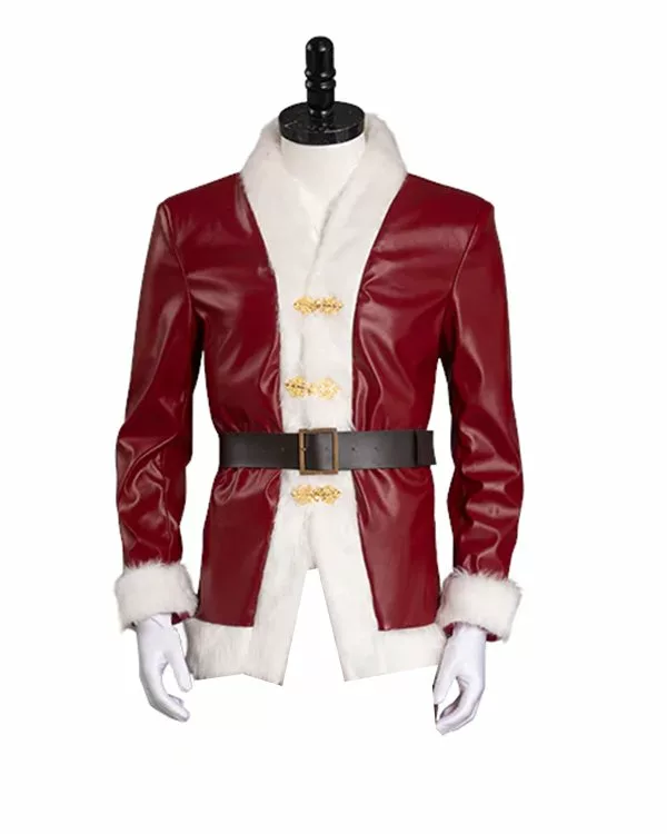 Santa Claus Violent Night David Harbour Red Leather Jacket