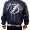 Tampa Bay Lightning Navy Blue Leather Jacket