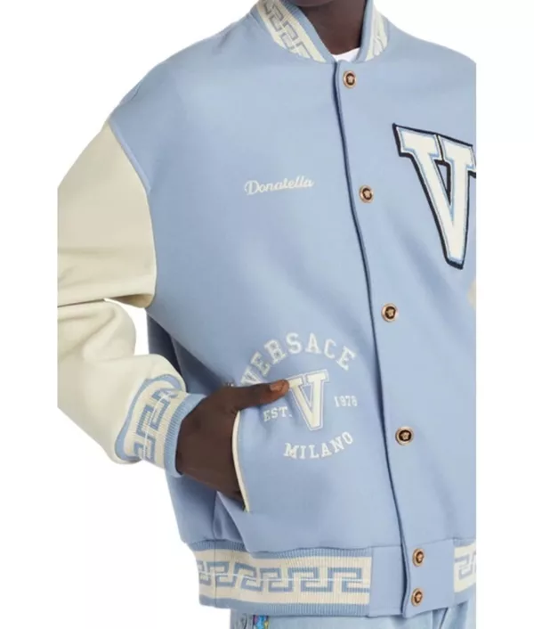 Blue Donatella Versace Varsity Felted-Wool Jacket