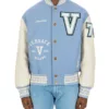 Donatella Versace Blue Varsity Felted-Wool Jacket
