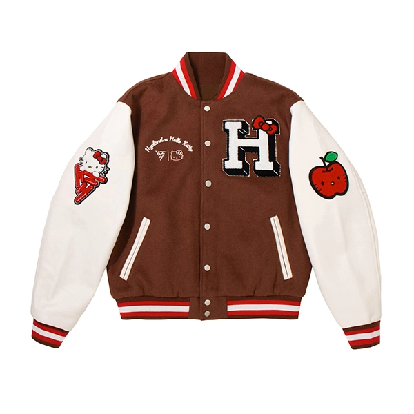 Hypland X Hello Kitty Apples Brown Varsity Jacket