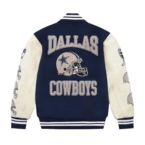 OVO x NFL Dallas Cowboys Blue and White Varsity Jacket