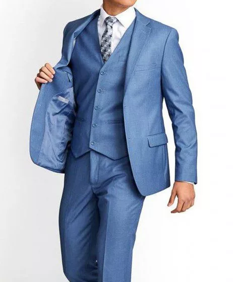 3 Piece Slim Fit Sky Blue Suit for Men