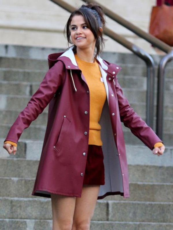A Rainy Day In New York Selena Gomez Burgundy Coat