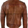 Cafe Racer Motorcycle Quilted Distressed Brown Leather Jacket