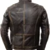 Men's Vintage Biker Retro Motorcycle Distressed Leather Jacket