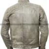 Men's Cafe Racer Motorcycle Quilted Distressed Grey Jacket