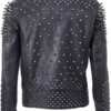 Men's Silver Spikes Studded Brando Leather Jacket