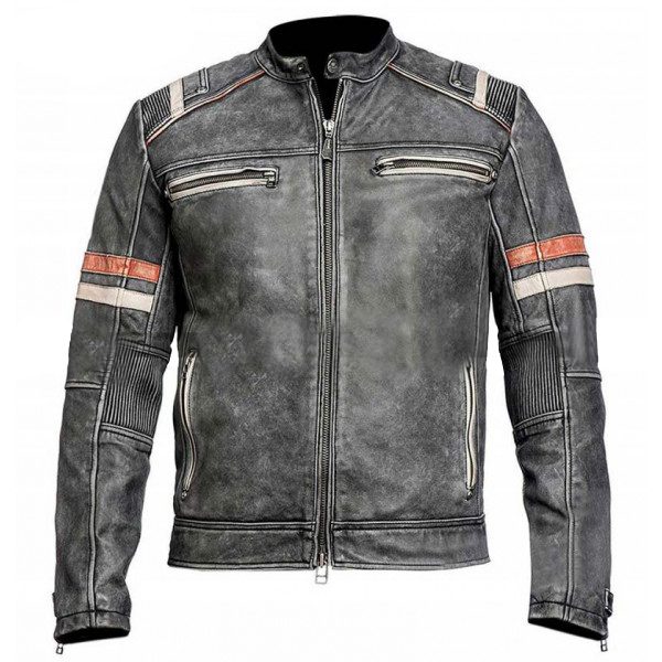 Cafe Racer Distressed Vintage Leather Jacket