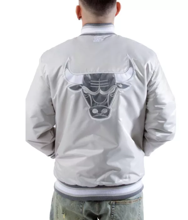 Chicago Bulls Silver Satin Jacket