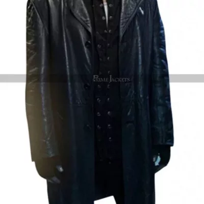John Mitchell Being Human Leather Black Coat