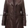 Vintage Women's Slim Fit Brown Leather Coat